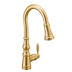 MOEN S73004BG Weymouth One-Handle Pulldown Kitchen Faucet In Brushed Gold