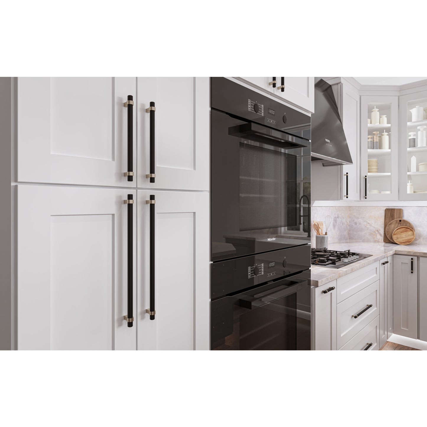 JEFFREY ALEXANDER 51MBSN Key Grande 2" Length Bar Knob - Matte Black w/Satin Nickel