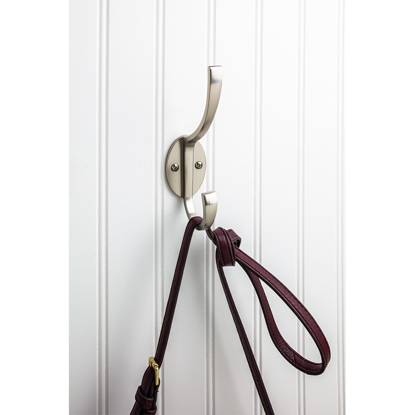 ELEMENTS YD55-587SN Elements Wall Double Hook - Satin Nickel