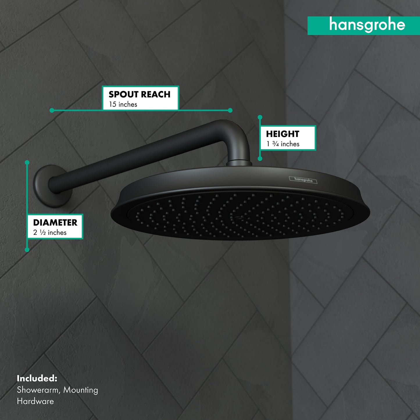 HANSGROHE 27413671 Matte Black Modern Showerarm