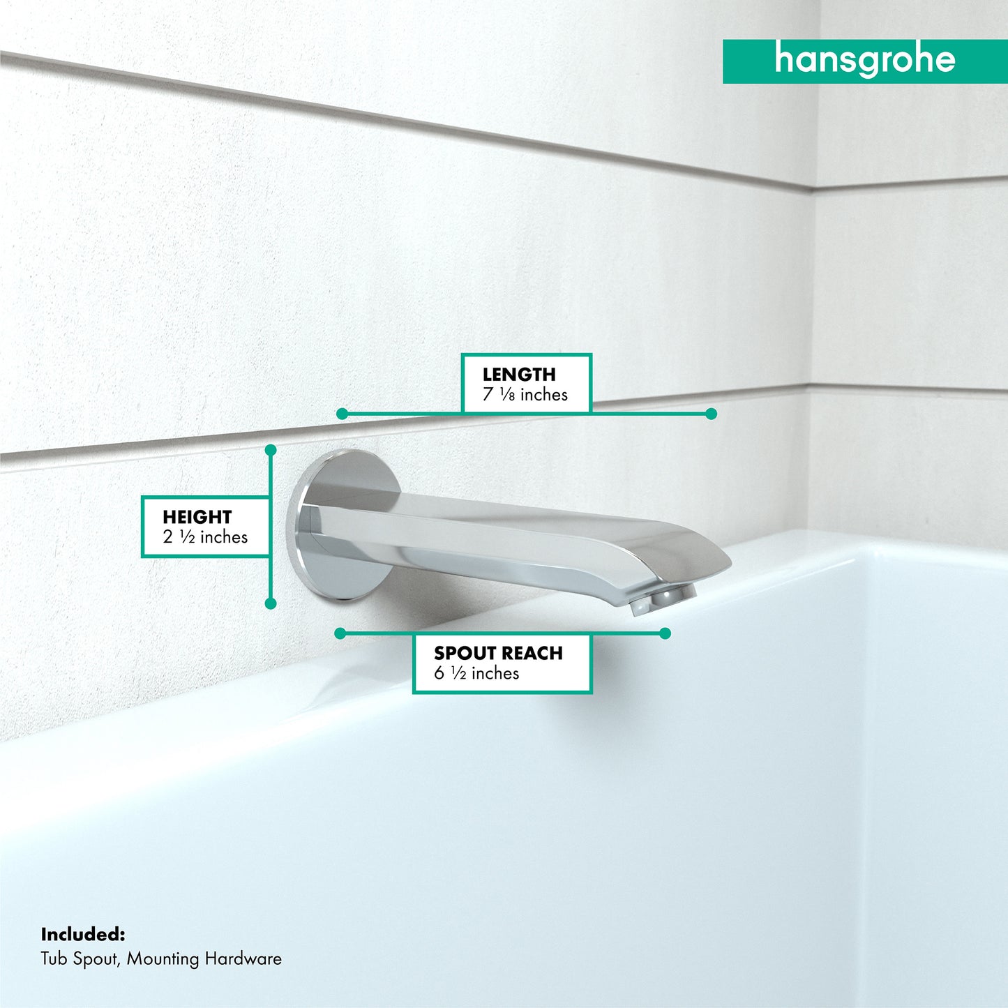 HANSGROHE 31494001 Chrome Metris Modern Tub Spout