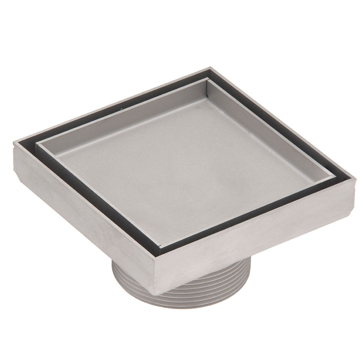 INFINITY DRAIN T 4 SS TD 4 4” x 4” Tile Drain Strainer with 2” Throat in Satin Stainless