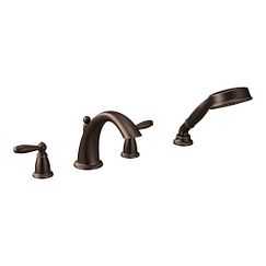 MOEN T924ORB Brantford Two-Handle Roman Tub Faucet Includes Hand Shower In Oil Rubbed Bronze
