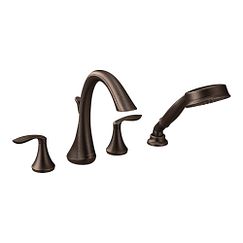 MOEN T944ORB Eva Two-Handle Roman Tub Faucet Includes Hand Shower - Oil Rubbed Bronze