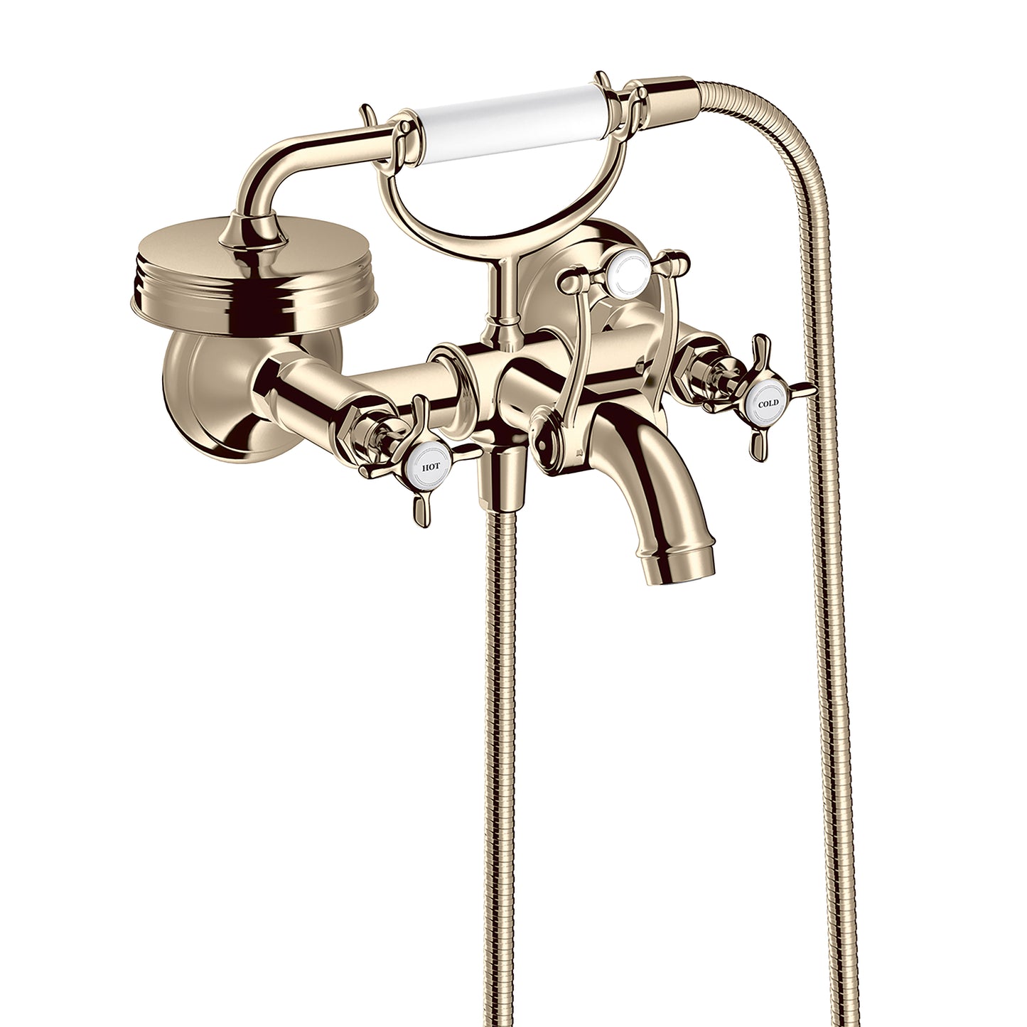 AXOR Montreux 2-Handle Wall-Mounted Tub Filler with Cross Handles and 1.8 GPM Handshower in Polished Nickel
