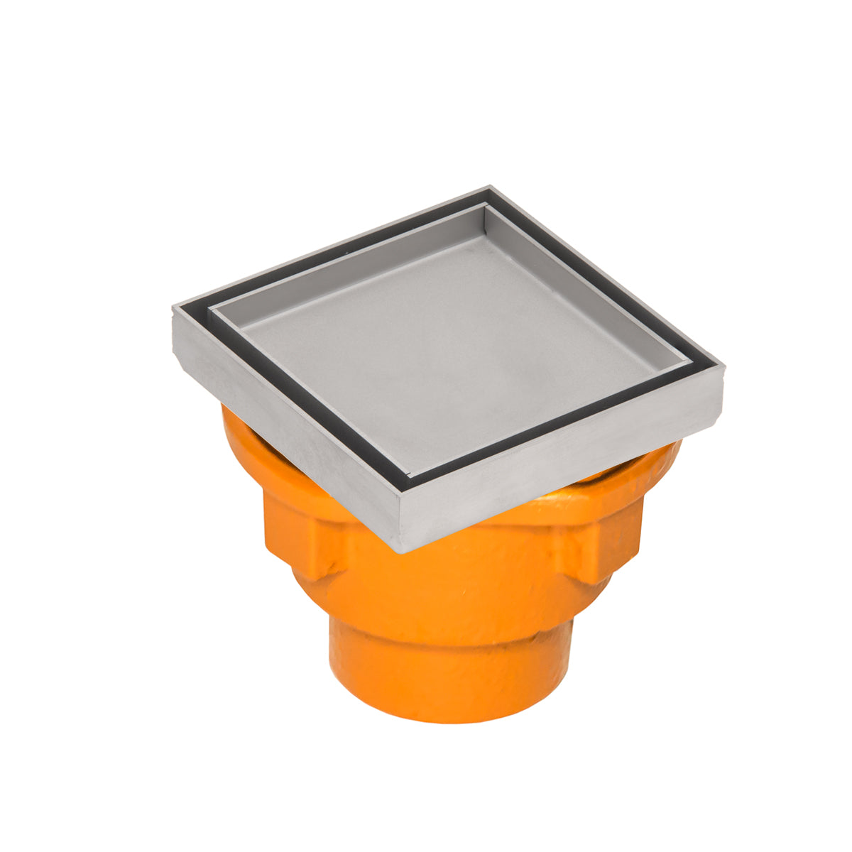 INFINITY DRAIN TD 4-2H SS TD 4 4” x 4” Tile Drain Strainer in Satin Stainless with Cast Iron Drain Body for Hot Mop, 2" Outlet