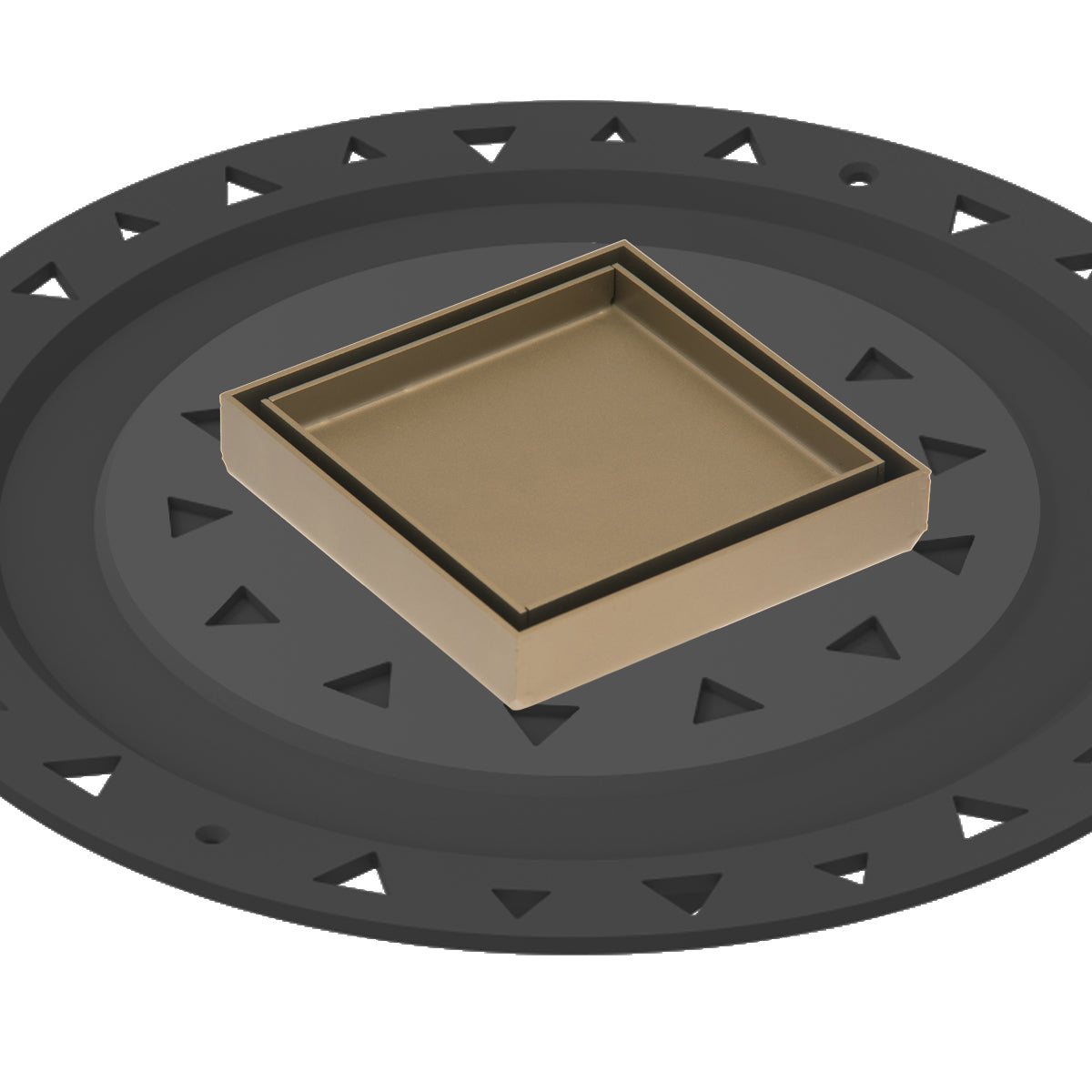 INFINITY DRAIN TDB 4-A SB TD 4 4” x 4” Tile Drain Strainer in Satin Bronze with ABS Bonded Flange Drain Body, 2", 3" and 4" Outlet