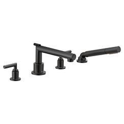 MOEN TS93004BL Arris Two-Handle Roman Tub Faucet Includes Hand Shower In Matte Black