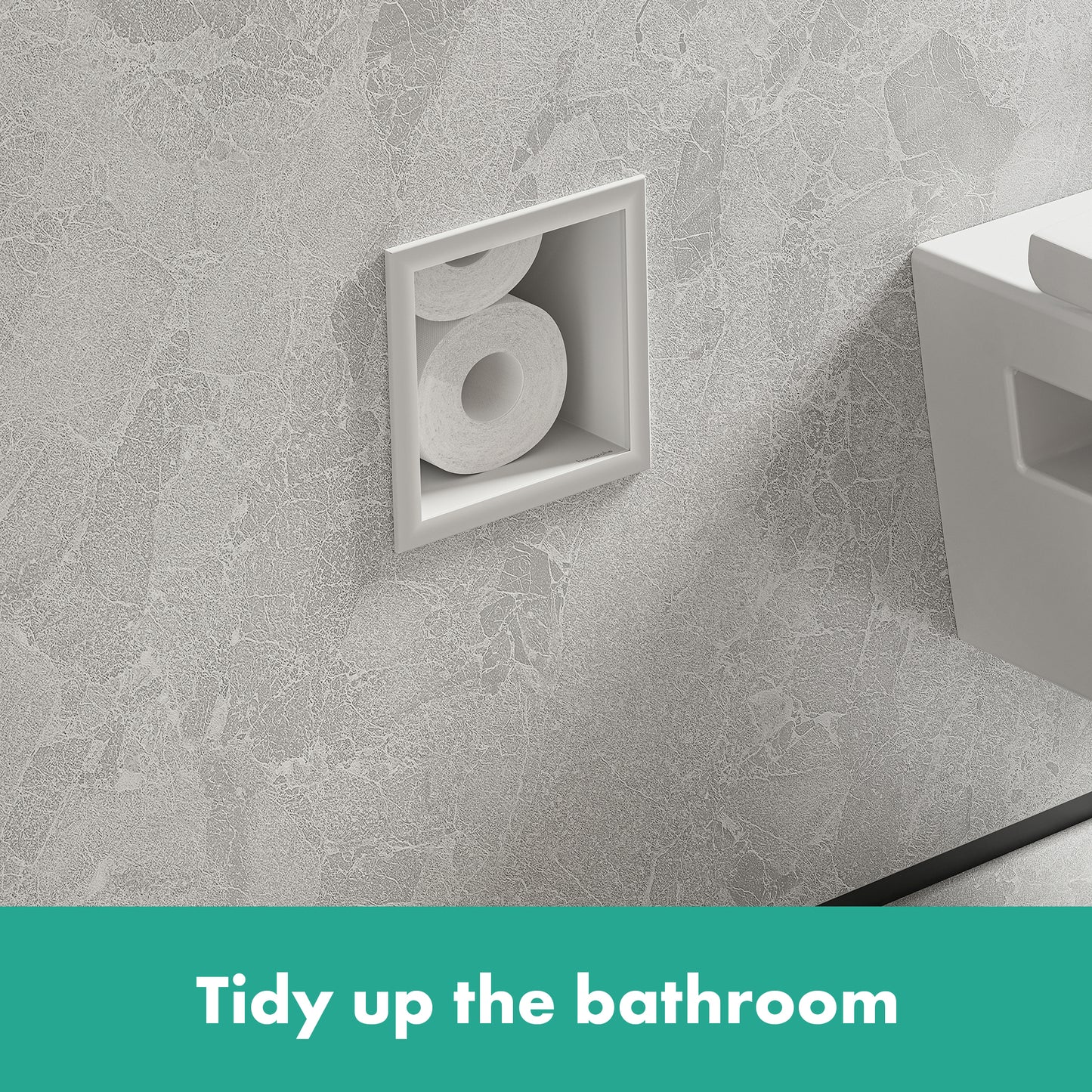 HANSGROHE 56058700 XtraStoris Original Recessed Toilet Paper Holder with Storage & Tileable Door - Matte White