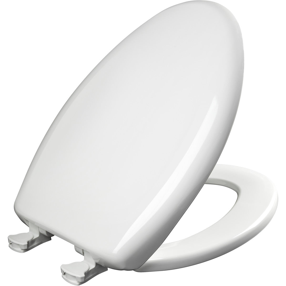 Bemis Elongated Plastic Toilet Seat in Crane White with STA-TITE Seat Fastening System, Easy•Clean and Whisper•Close Hinge