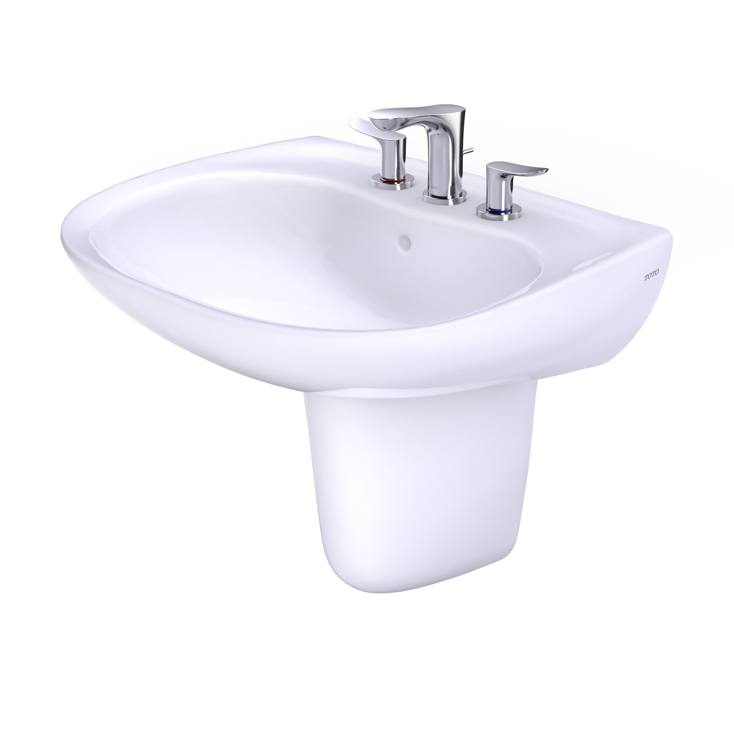 TOTO LHT242.8G#01 Prominence Oval Wall-Mount Bathroom Sink With Cefiontect And Shroud For 8 Inch Center Faucets - Cotton White