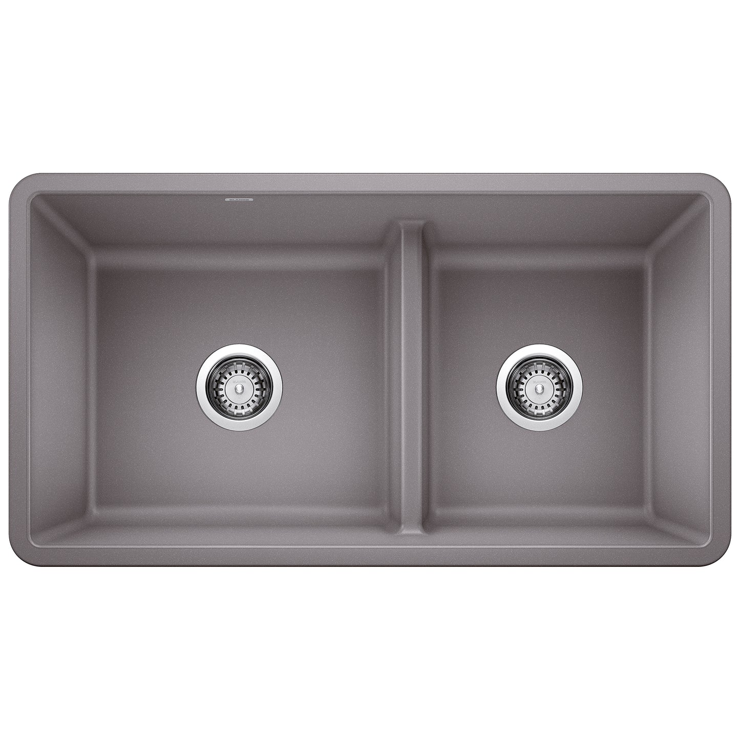 BLANCO 442527 Precis Precis SILGRANIT 33" 60/40 Reversible Double Bowl Undermount Kitchen Sink with Low Divide - Metallic Gray in Metallic Gray