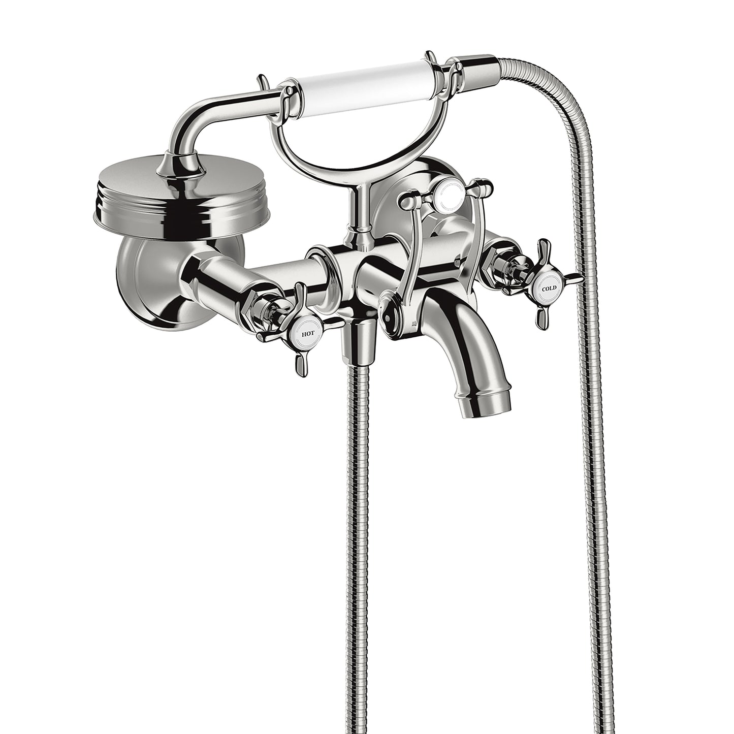 AXOR 16561001 Montreux 2-Handle Wall-Mounted Tub Filler with Cross Handles and 1.8 GPM Handshower - Chrome