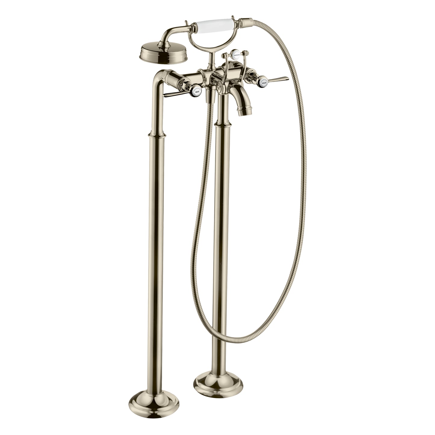 AXOR Montreux 2-Handle Freestanding Tub Filler Trim with Lever Handles and 1.8 GPM Handshower in Polished Nickel