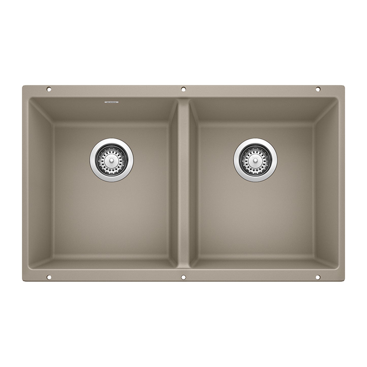 BLANCO 517678 Precis Precis SILGRANIT 29" 50/50 Double Bowl Undermount Kitchen Sink - Truffle in Truffle
