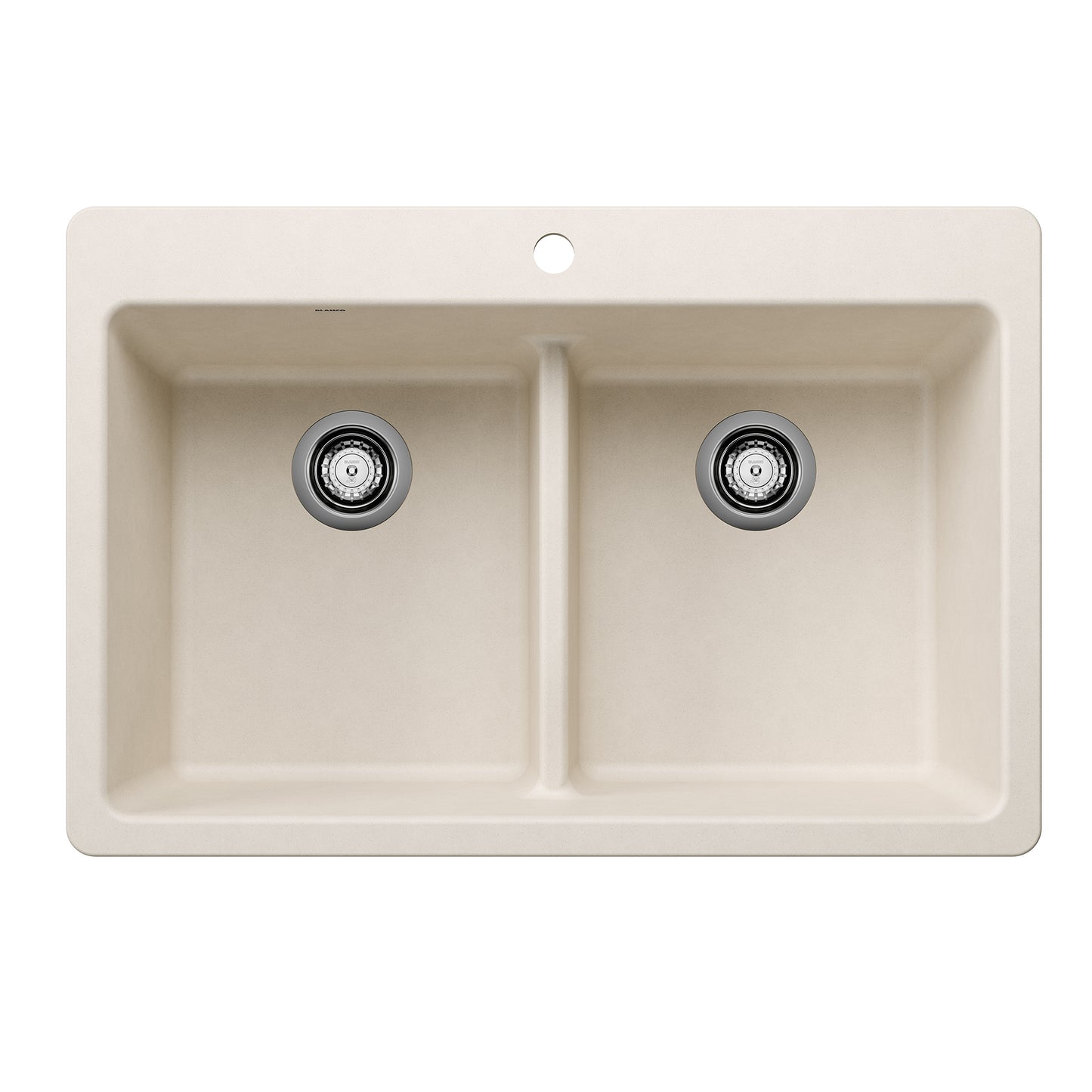 BLANCO 443209 Liven Liven SILGRANIT 33" 50/50 Double Bowl Dual Mount Kitchen Sink with Low Divide - Soft White in Soft White