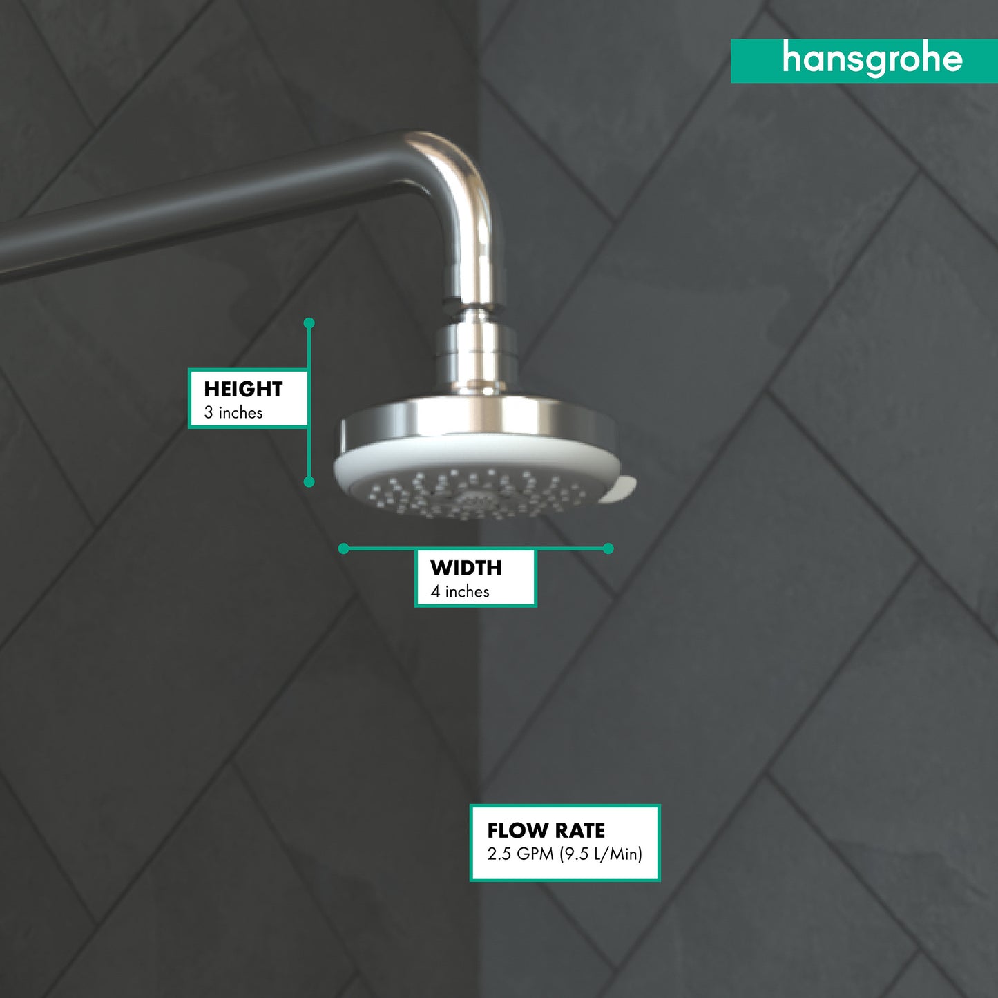 HANSGROHE 04071000 Chrome Croma 100 Modern Showerhead 2.5 GPM