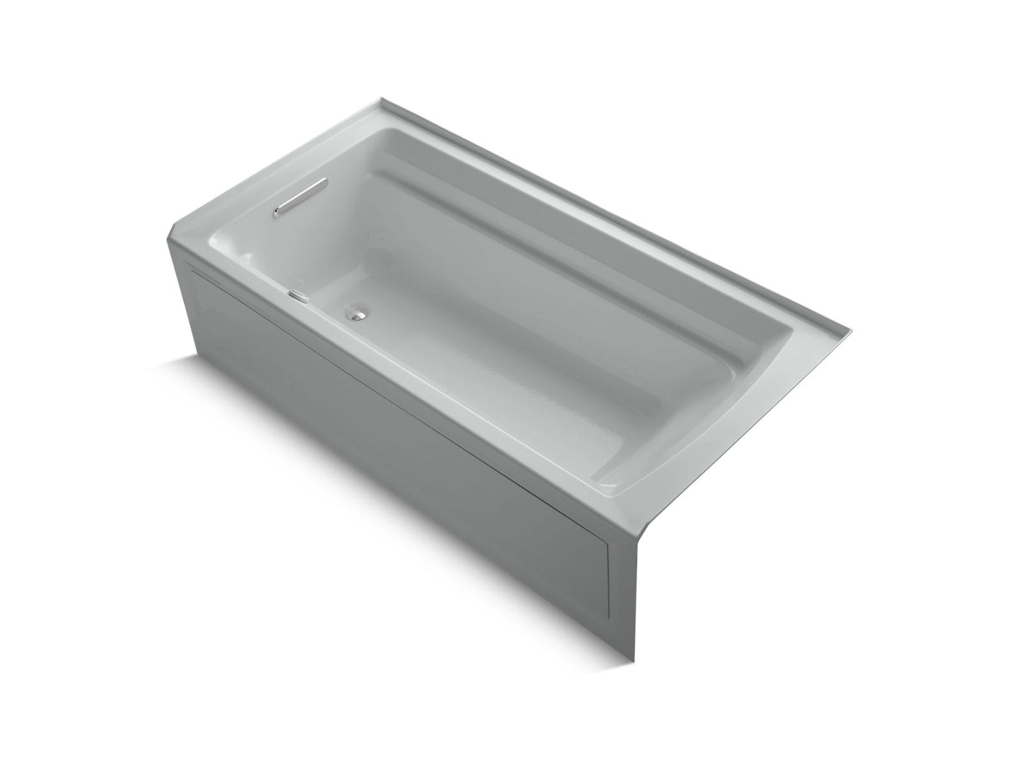KOHLER Archer 72" x 36" alcove Heated BubbleMassage air bath with Bask heated surface, left drain - Ice Grey, K-1124-GHLAW-95
