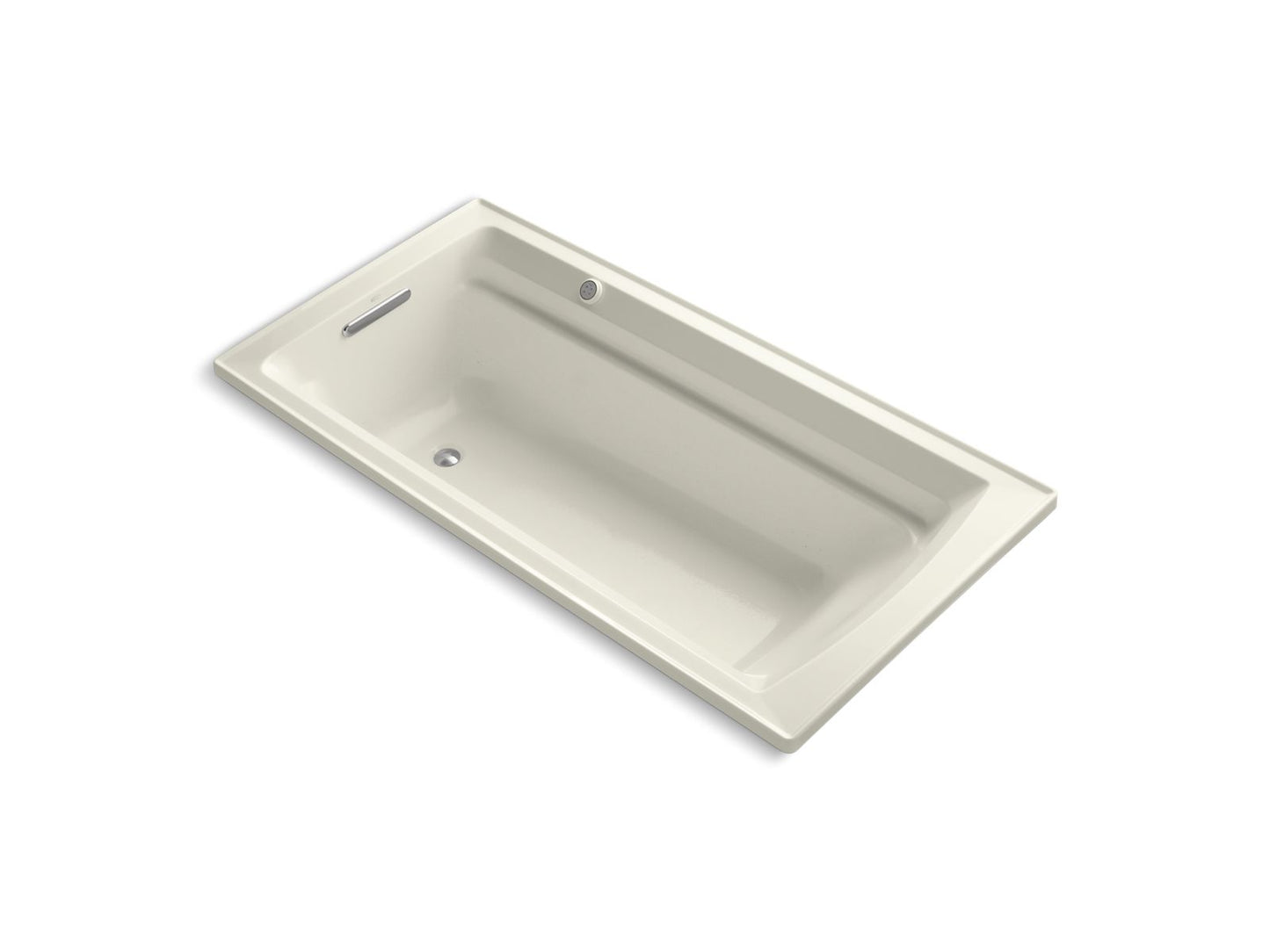 KOHLER Archer 72" x 36" drop-in Heated BubbleMassage air bath with Bask heated surface - Biscuit, K-1124-GHW-96