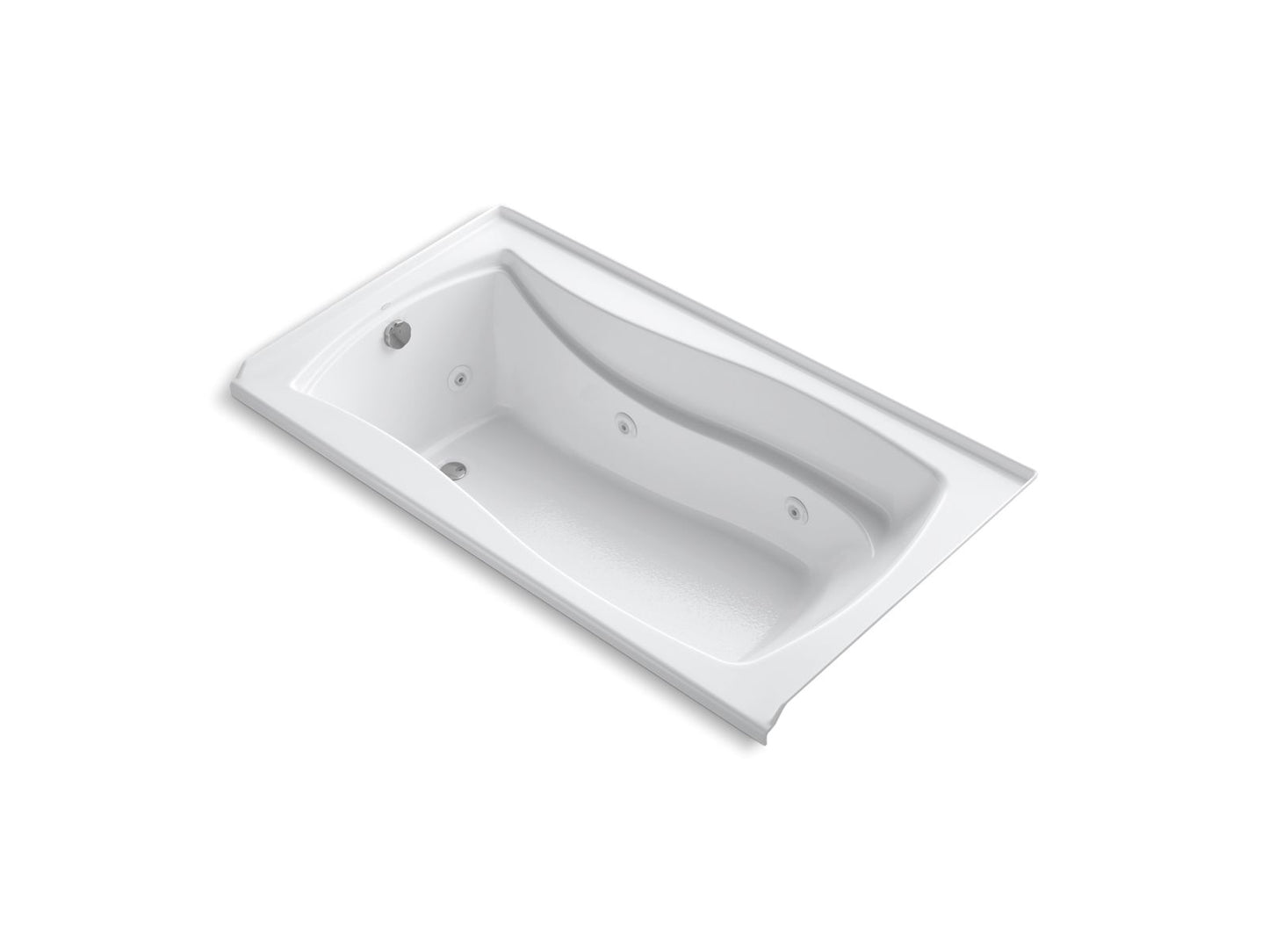 KOHLER Mariposa 66" x 36" alcove heated whirlpool, left drain - White, K-1224-LH-0