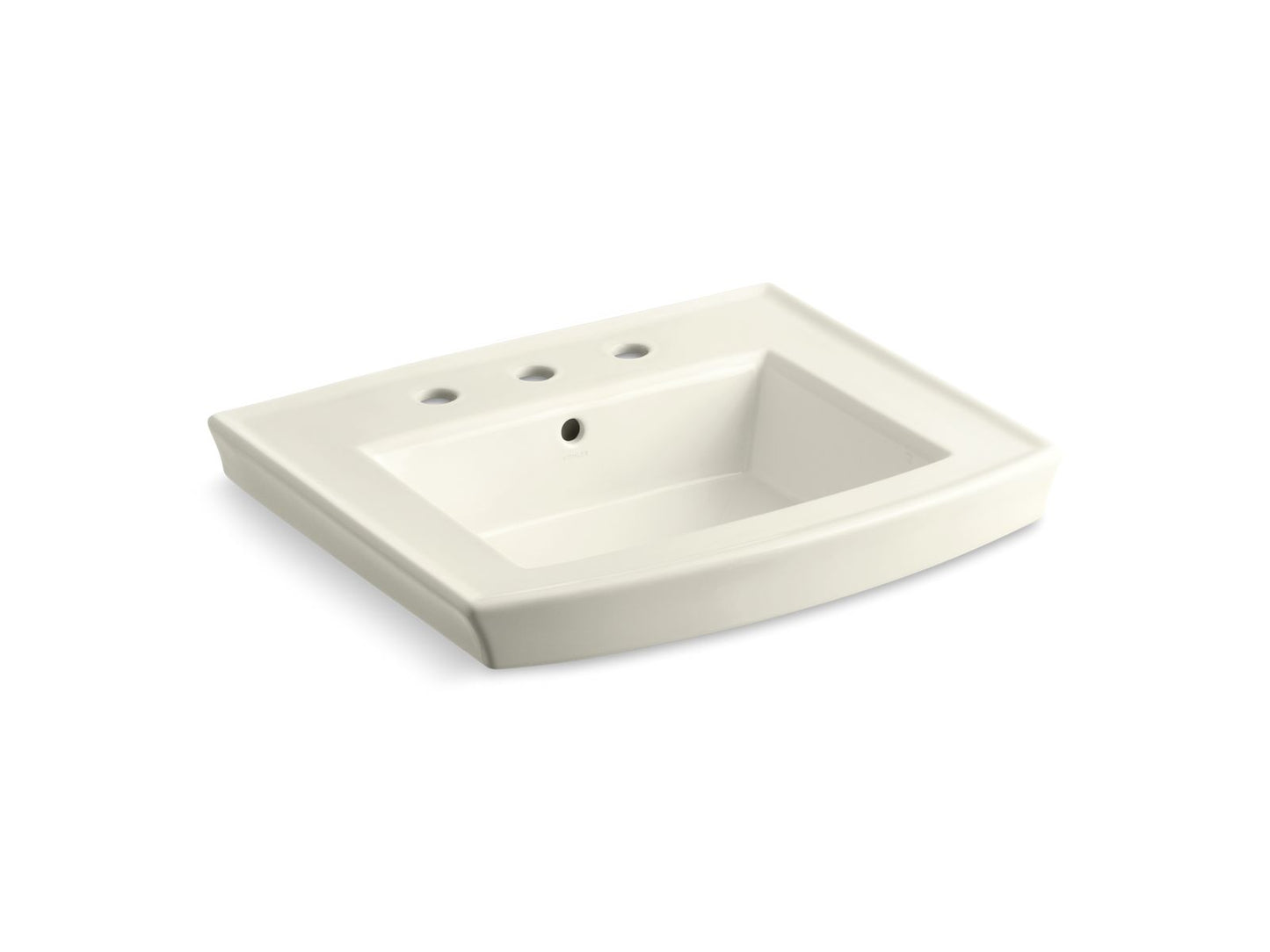 KOHLER Archer 24" rectangular pedestal bathroom sink - Biscuit, K-2358-8-96