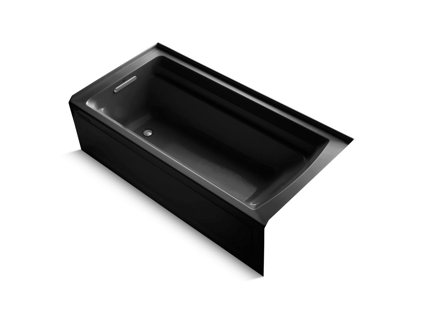 KOHLER Archer 72" x 36" alcove bath with Bask heated surface, left drain - Black Black, K-1125-LAW-7
