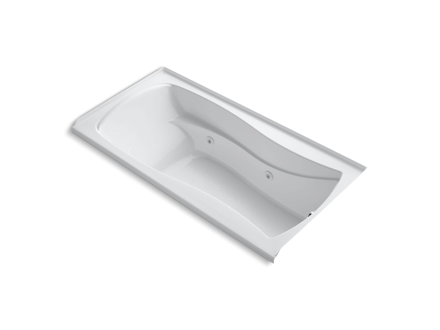 KOHLER Mariposa 72" x 36" alcove heated whirlpool bath, right drain - White, K-1257-RH-0