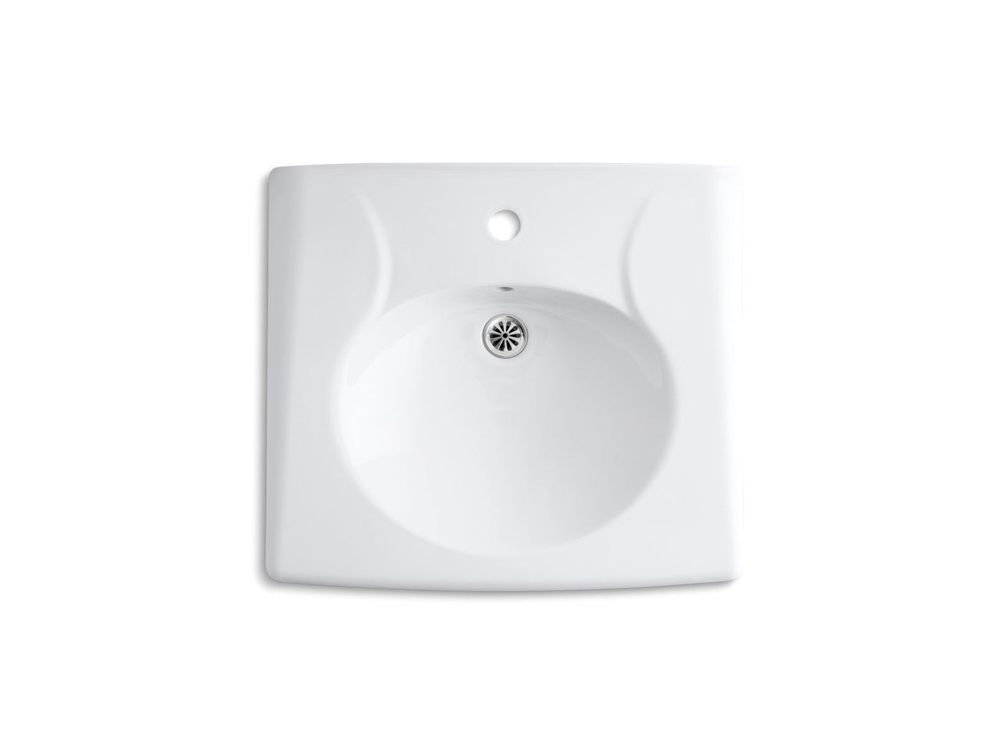 KOHLER K-1997-1-7 Brenham Wall-mount or concealed carrier arm mount commercial bathroom sink with single faucet hole - Black Black