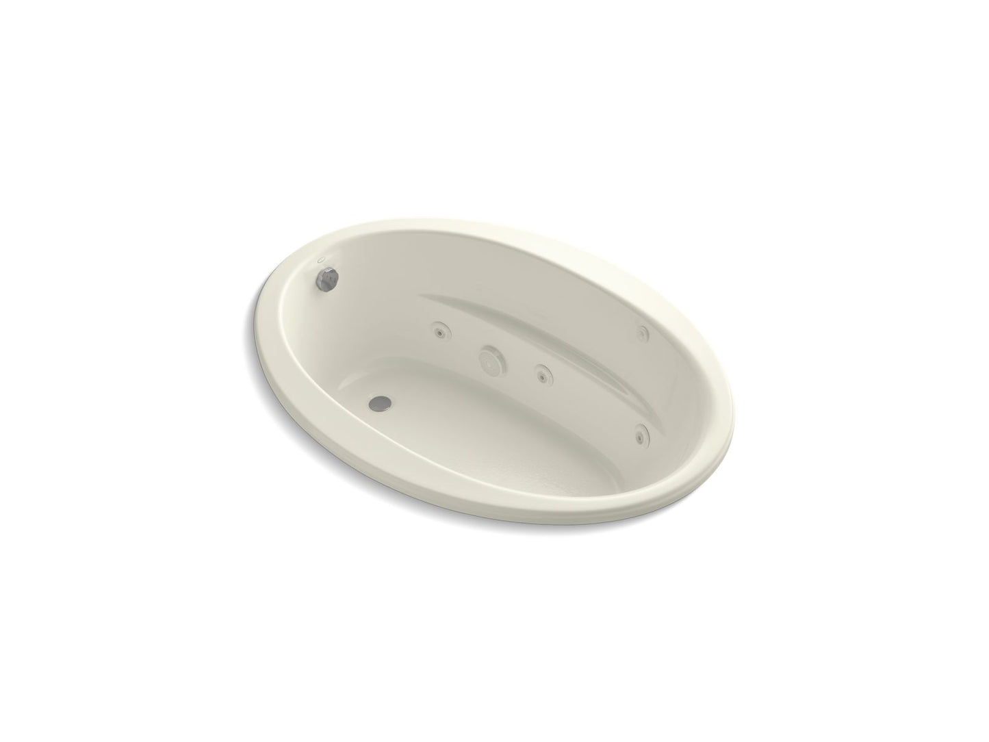 KOHLER Sunward 60" x 42" drop-in whirlpool bath with Bask heated surface - Biscuit, K-1162-W1-96