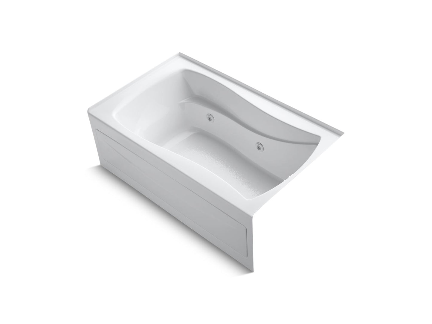 KOHLER Mariposa 60" x 36" alcove whirlpool bath Bask heated surface, right drain - White, K-1239-RAW-0