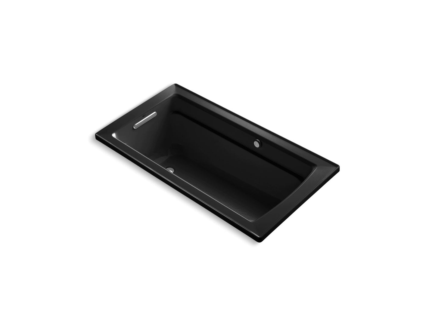 KOHLER Archer 60" x 32" drop-in Heated BubbleMassage air bath with Bask heated surface - Black Black, K-1122-GHW-7