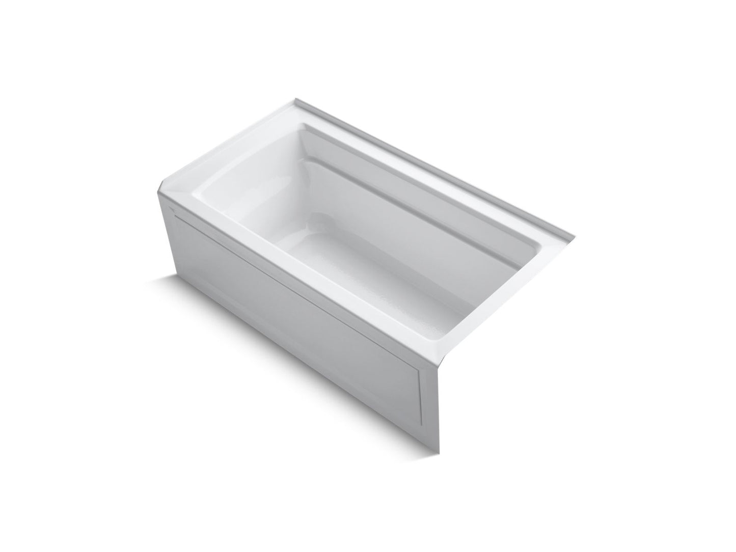 KOHLER Archer 60" x 32" alcove bath with Bask heated surface, right drain - White, K-1123-RAW-0