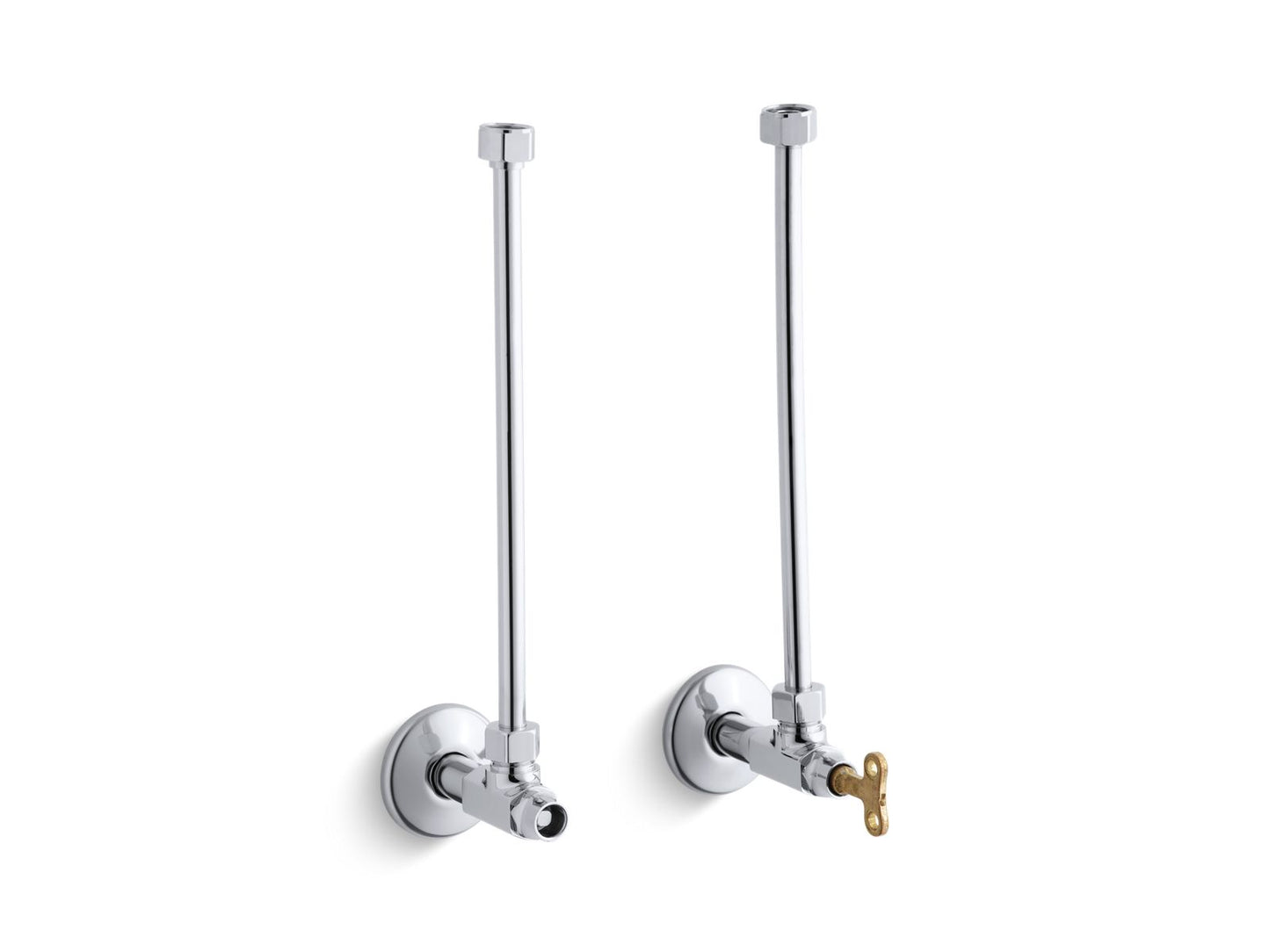 KOHLER K-7608-CP Pair 1/2" NPT angle supplies with loose-key stop and annealed vertical tube - Polished Chrome