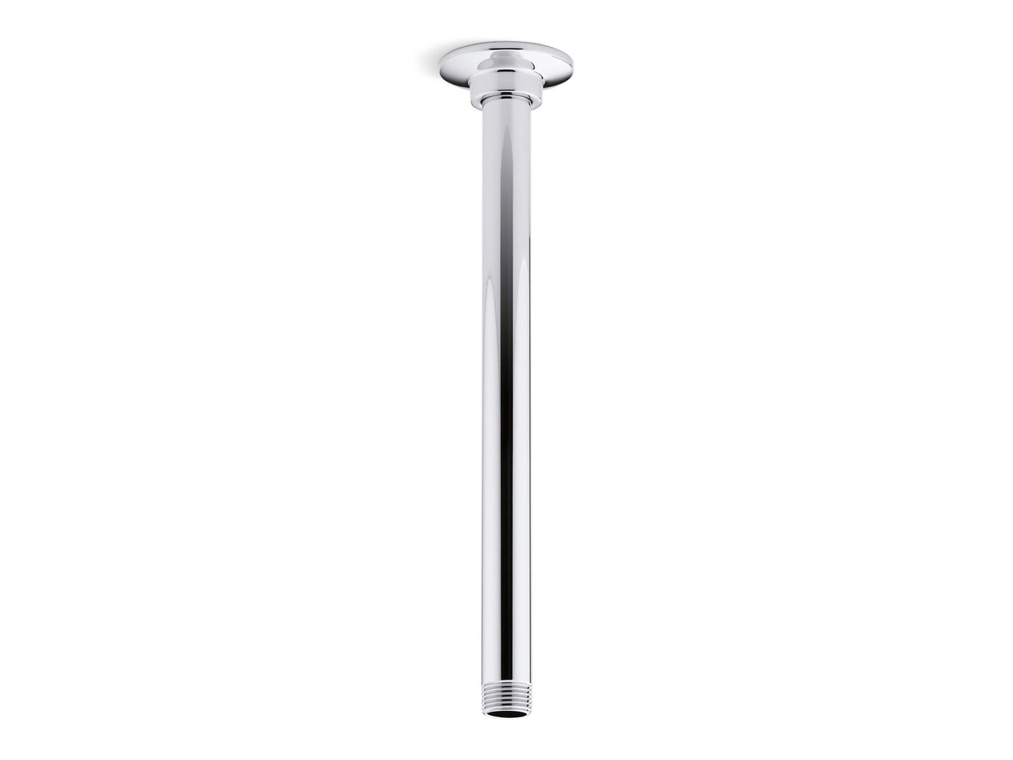 KOHLER K-7392-SN 12" ceiling-mount single-function rainhead arm and flange - Vibrant Polished Nickel