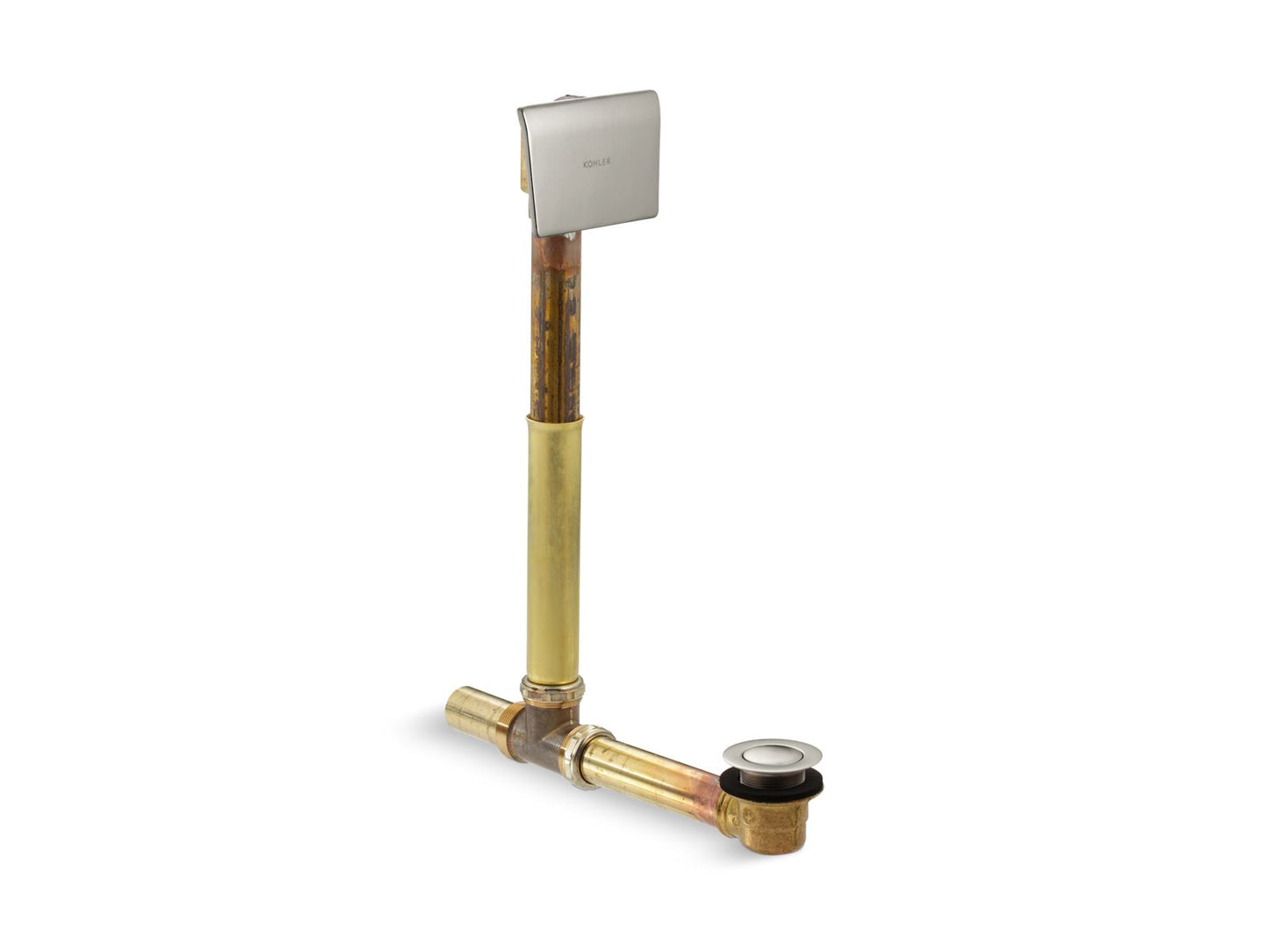 KOHLER Tea-for-Two 1-1/2" contoured pop-up drain and overflow for above- or through-the-floor installation - Vibrant Brushed Nickel, K-7148-AF-BN