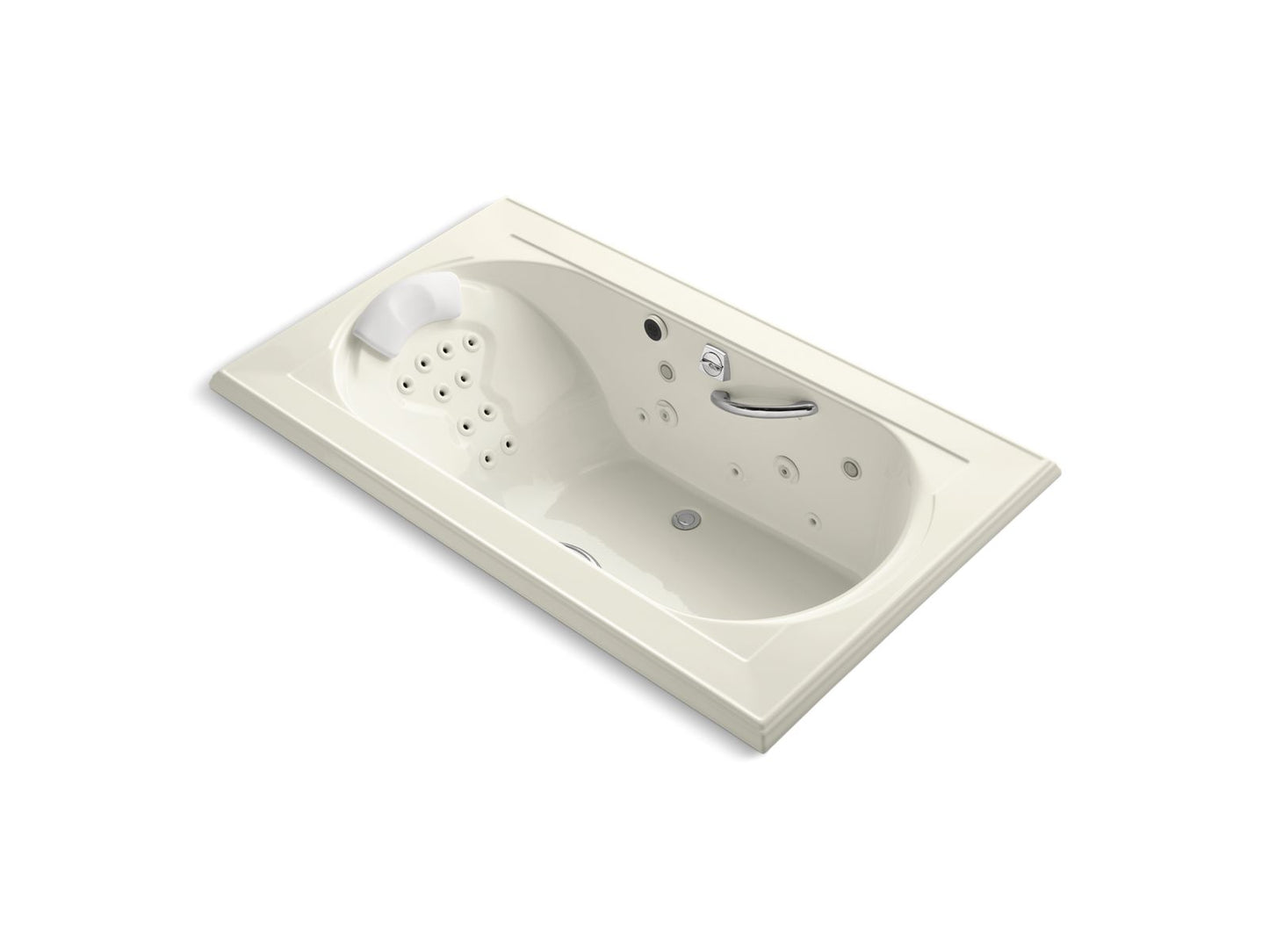 KOHLER Memoirs 72" x 42" drop-in Effervescence whirlpool bath - Biscuit, K-1418-V-96