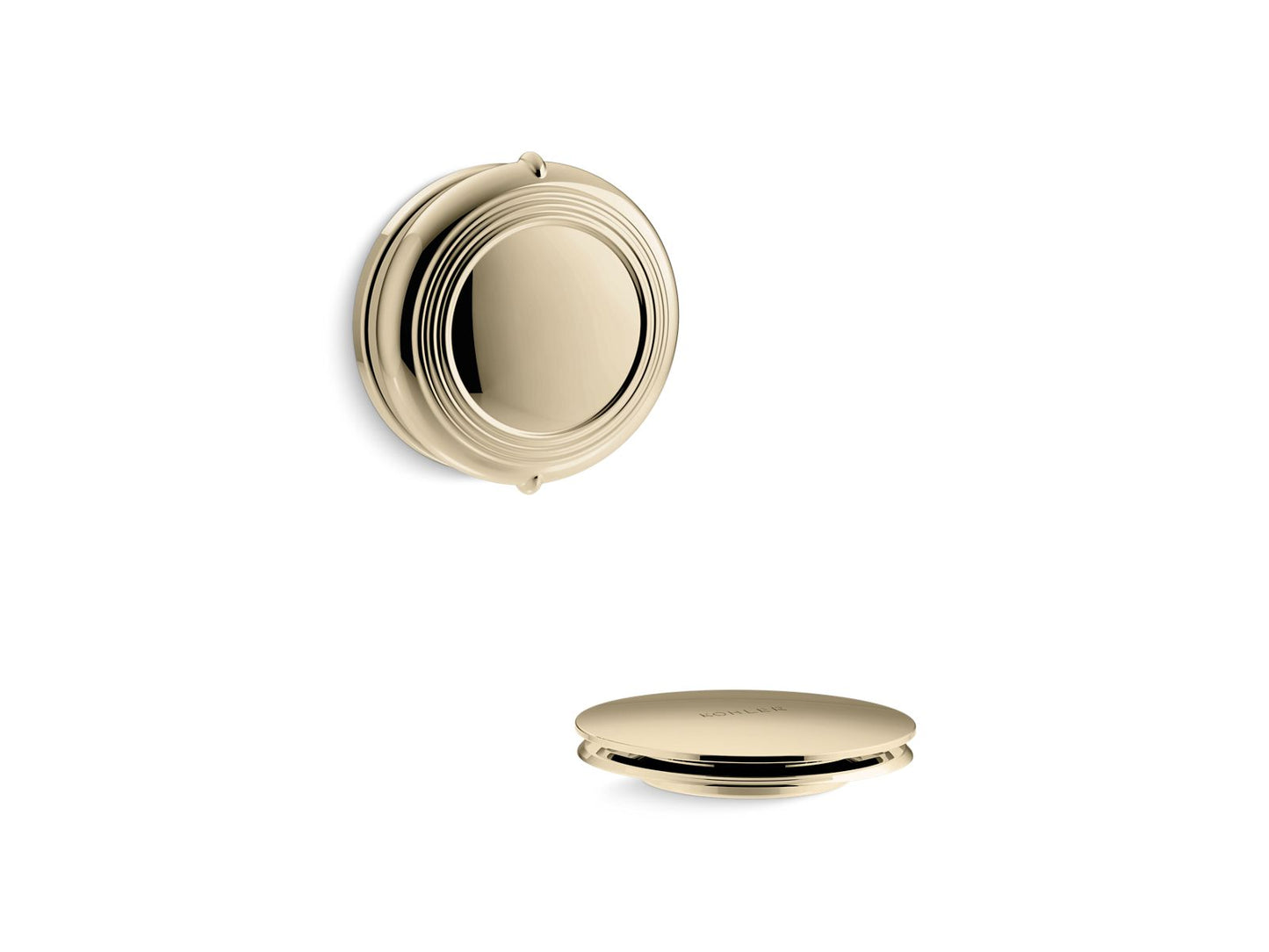 KOHLER PureFlo Traditional rotary-turn bath drain trim - Vibrant French Gold, K-T37393-AF
