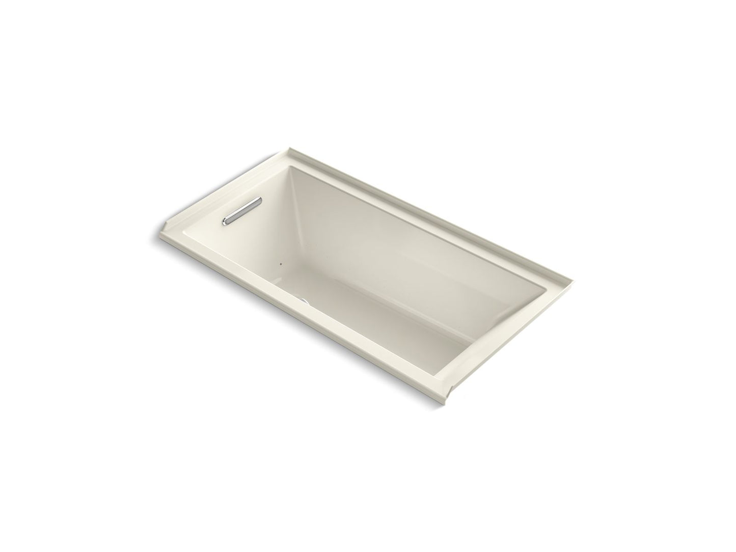 KOHLER Underscore 60" x 30" alcove Heated BubbleMassage air bath with Bask, left drain - Biscuit, K-1167-GHLW-96