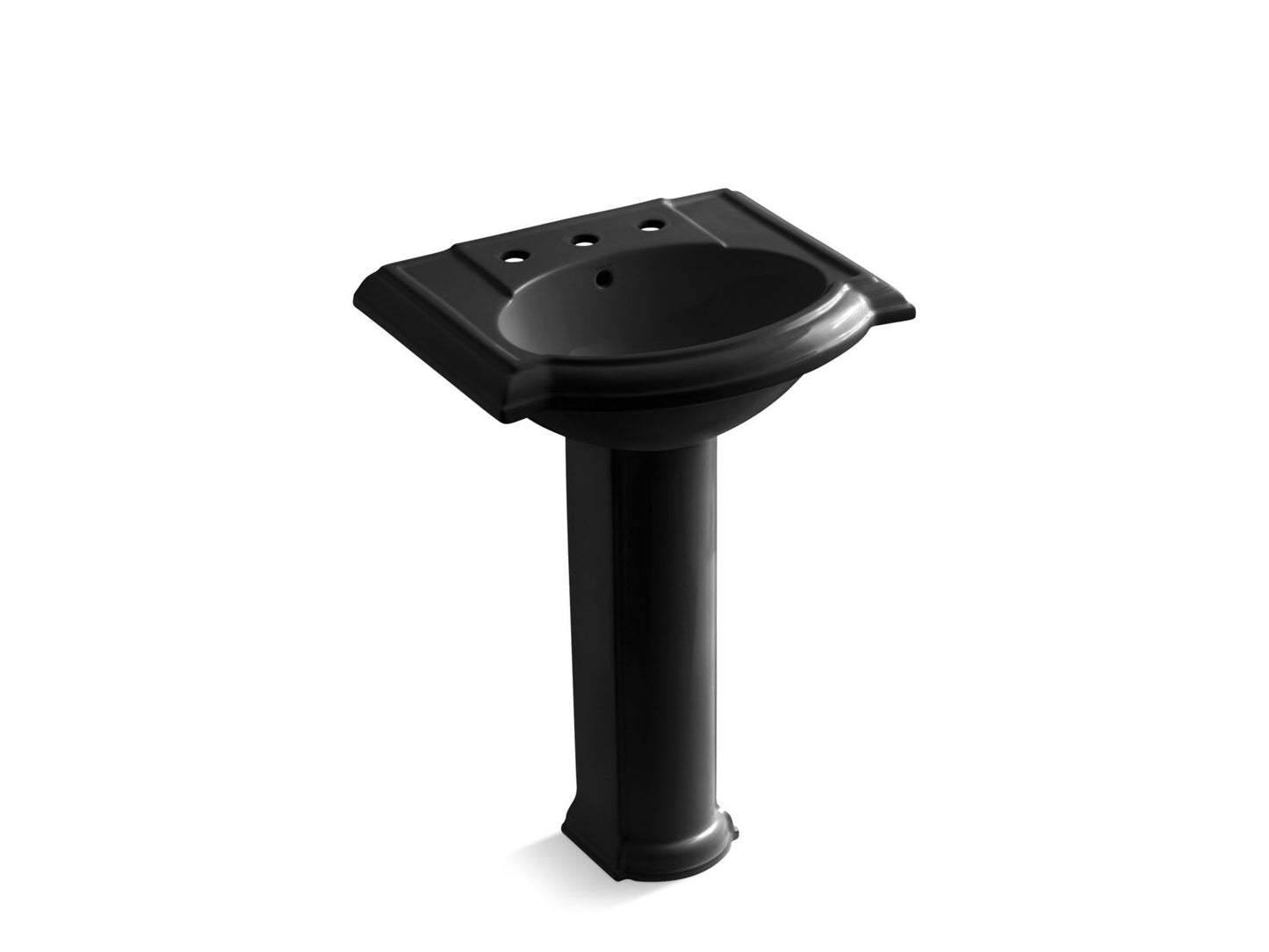 KOHLER Devonshire 24-1/4" rectangular pedestal bathroom sink - Black Black, K-2286-8-7