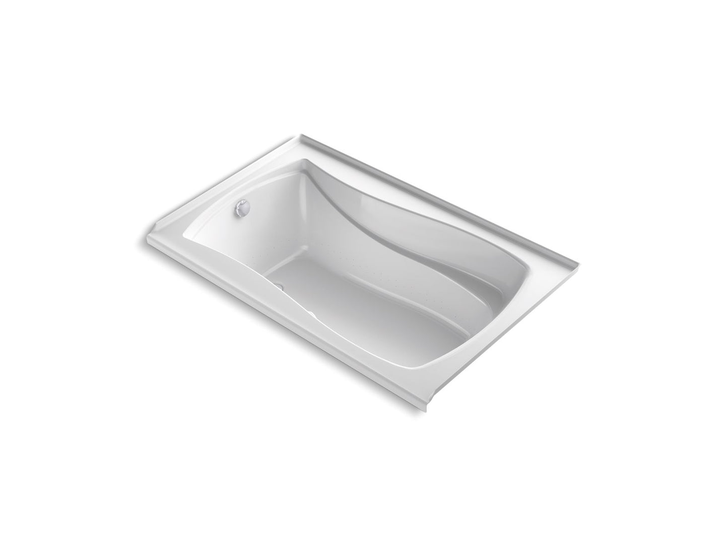 KOHLER Mariposa 60" x 36" alcove Heated BubbleMassage air bath with Bask heated surface, left drain - White, K-1239-GHLAW-0