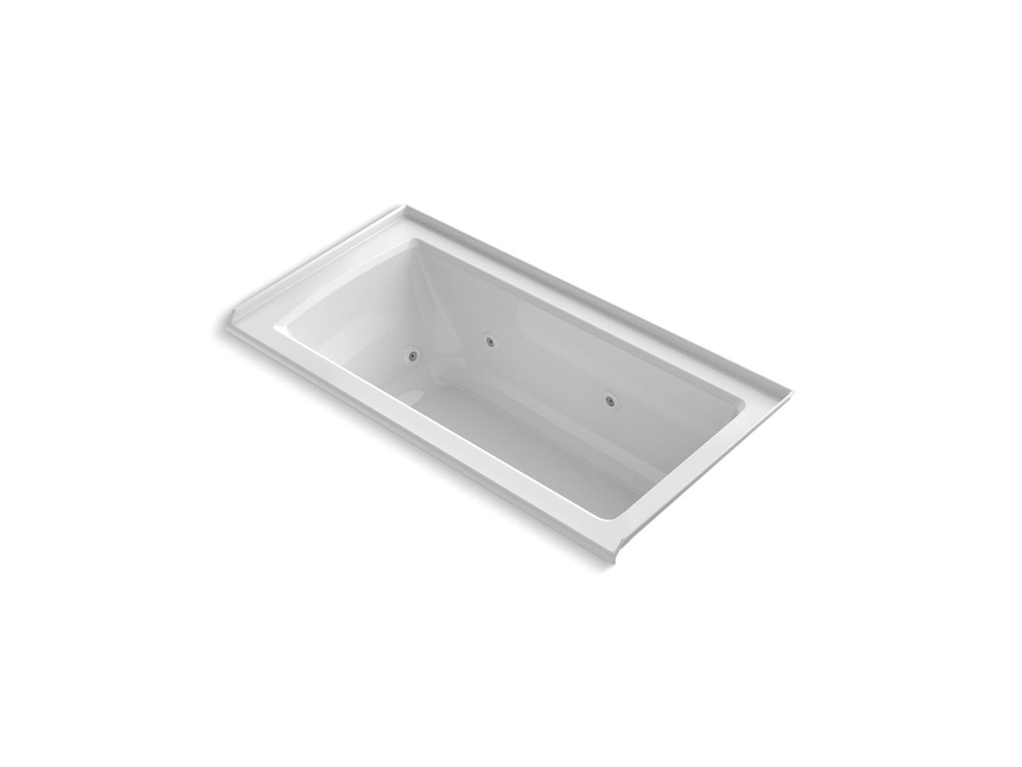 KOHLER Archer 60" x 30" alcove heated whirlpool bath, right drain - White, K-1947-RH-0