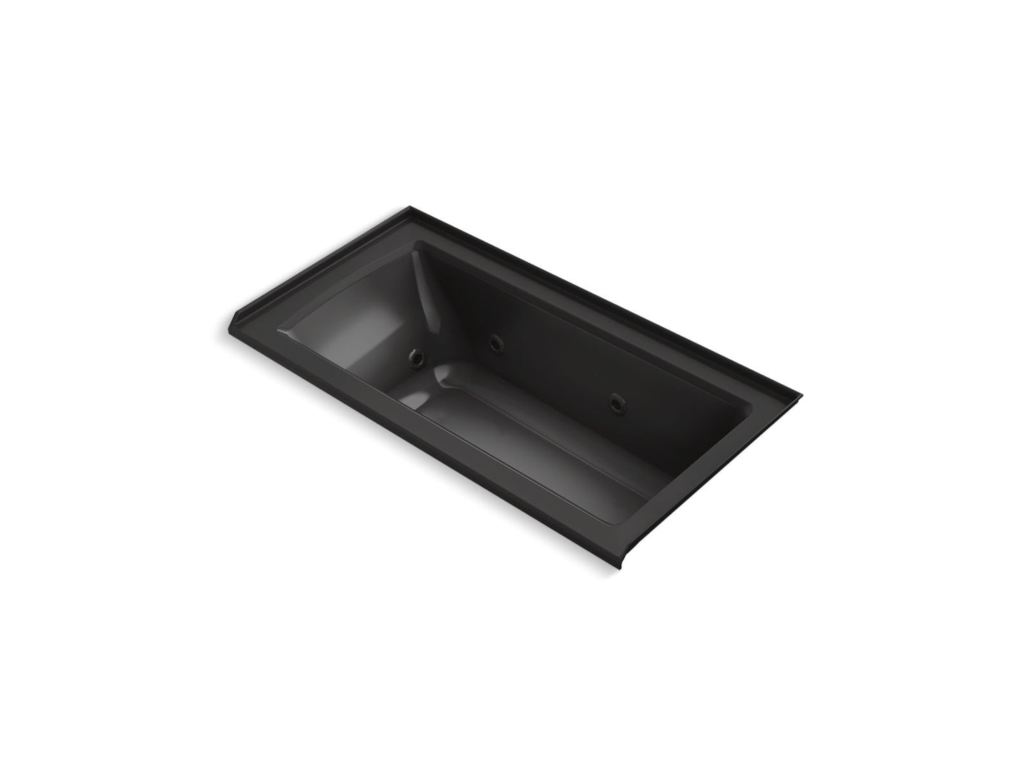 KOHLER Archer 60" x 30" alcove heated whirlpool bath, right drain - Black Black, K-1947-RH-7