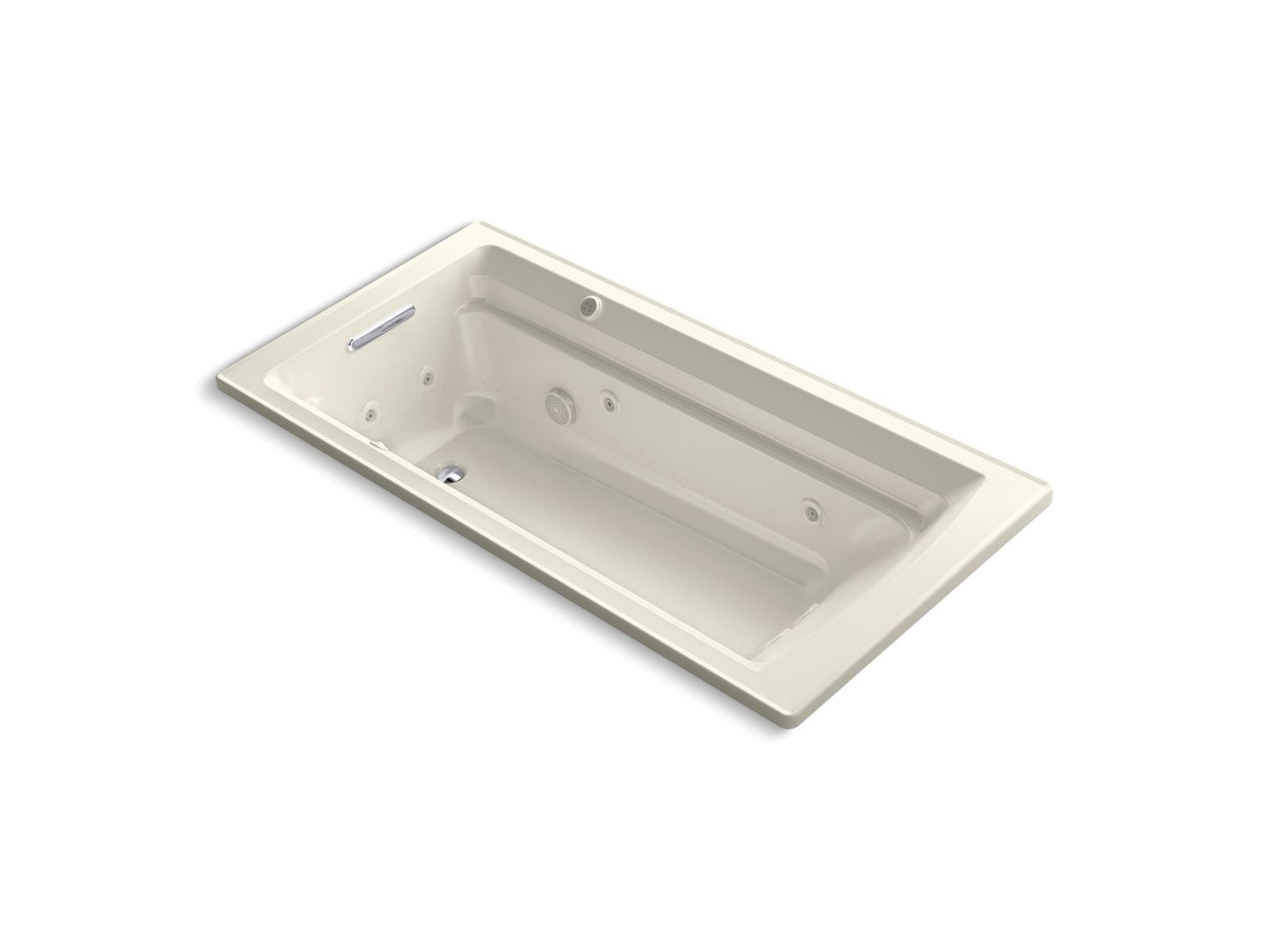 KOHLER Archer 72" x 36" drop-in Heated BubbleMassage air bath and whirlpool - Biscuit, K-1124-XHGH-96