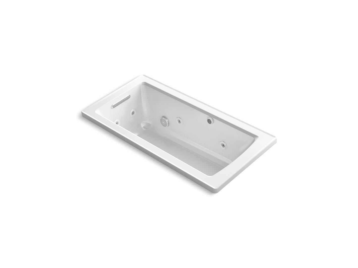 KOHLER Archer 60" x 30" drop-in Heated BubbleMassage air bath with whirlpool - White, K-1947-XHGH-0