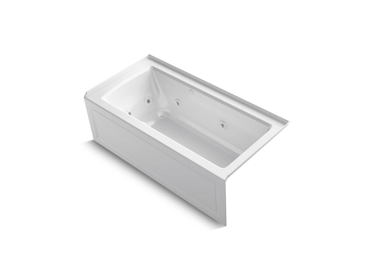 KOHLER Archer 60" x 30" alcove Heated BubbleMassage air bath and whirlpool, right drain - White, K-1947-XGHRA-0