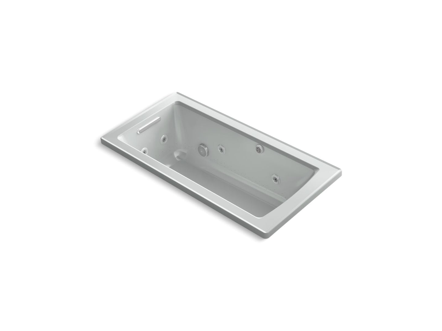 KOHLER Archer 60" x 30" drop-in Heated BubbleMassage air bath with whirlpool - Ice Grey, K-1947-XHGH-95
