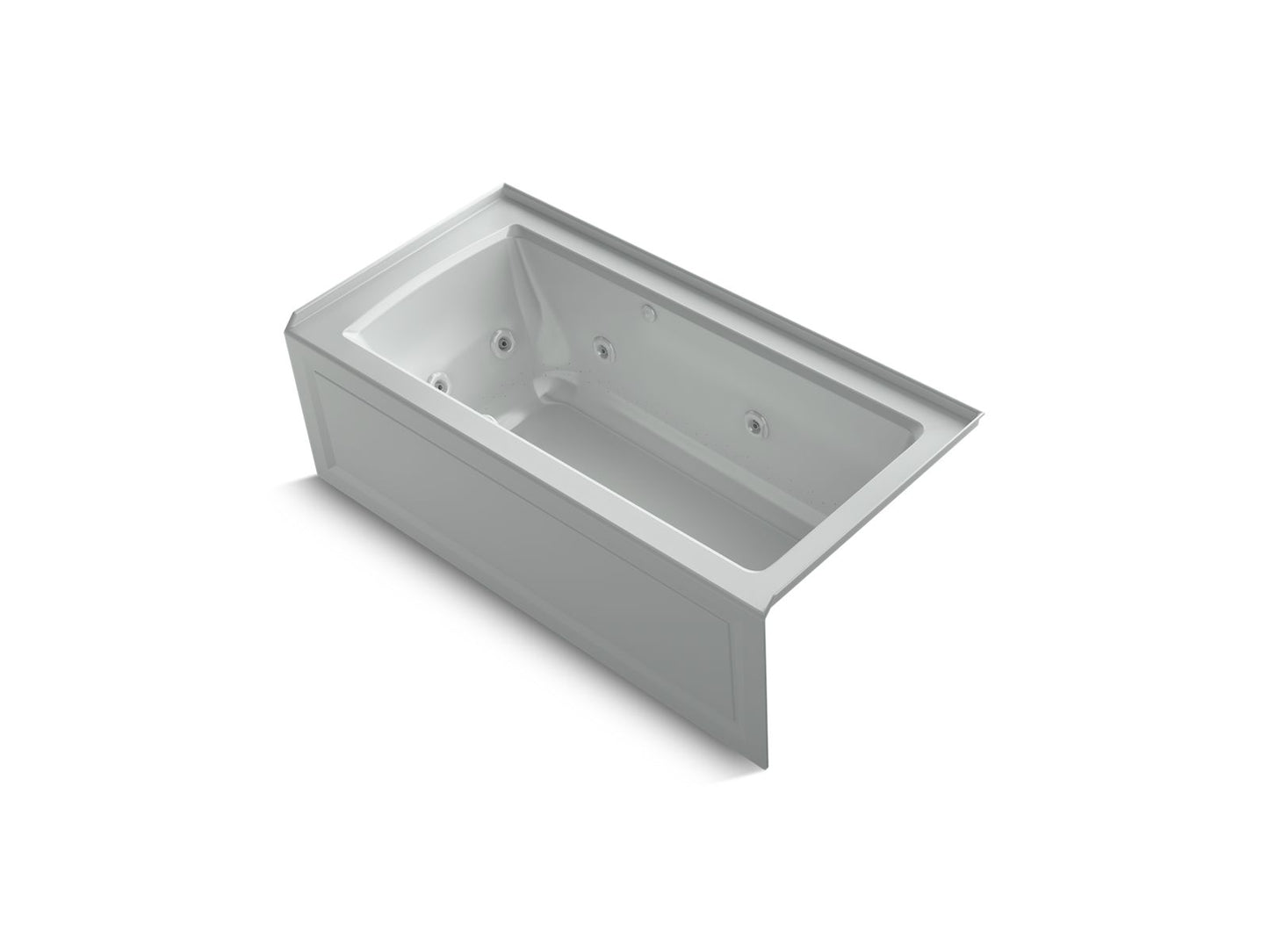 KOHLER Archer 60" x 30" alcove Heated BubbleMassage air bath and whirlpool, right drain - Ice Grey, K-1947-XGHRA-95