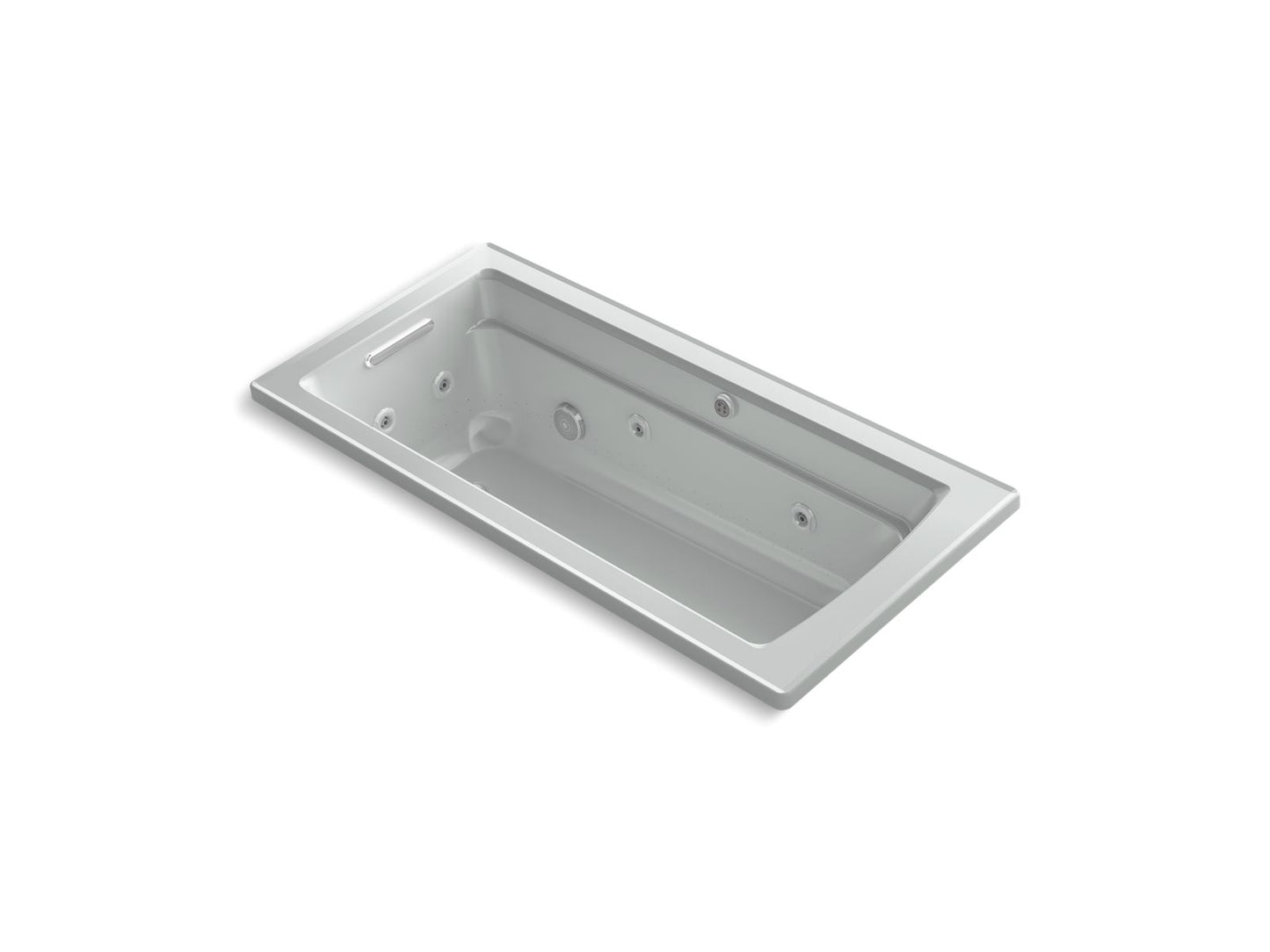 KOHLER Archer 66" x 32" drop-in Heated BubbleMassage air bath with whirlpool - Ice Grey, K-1949-XHGH-95