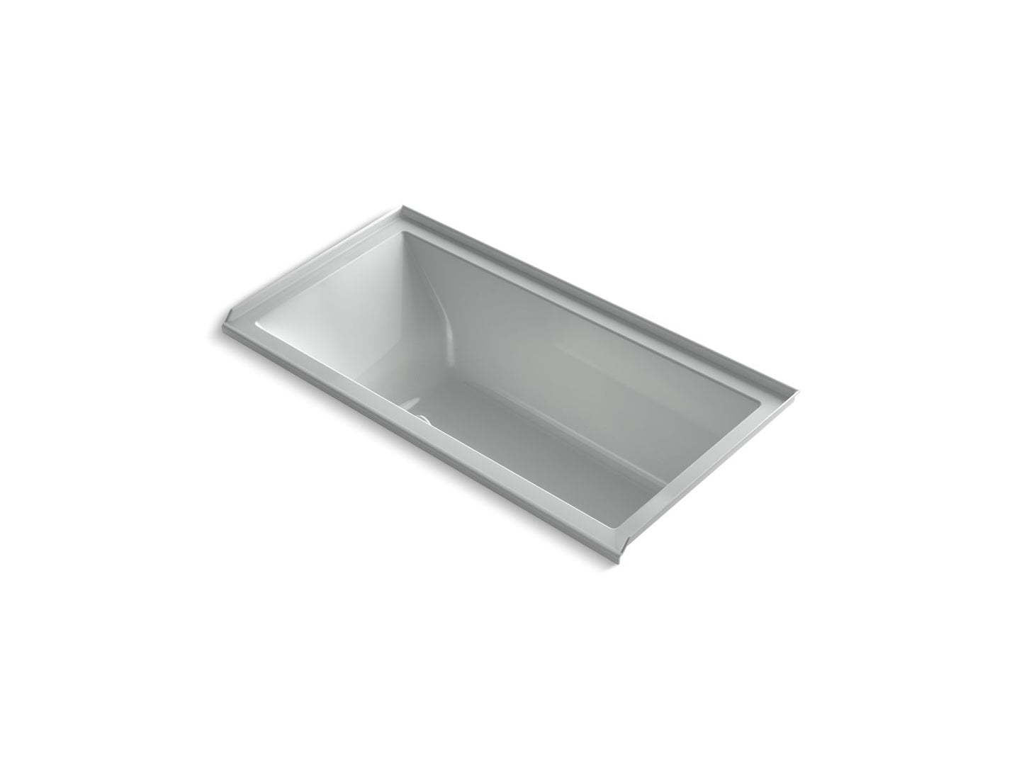 KOHLER Underscore 60" x 30" alcove Heated BubbleMassage air bath with Bask, right drain - Ice Grey, K-1167-GHRW-95