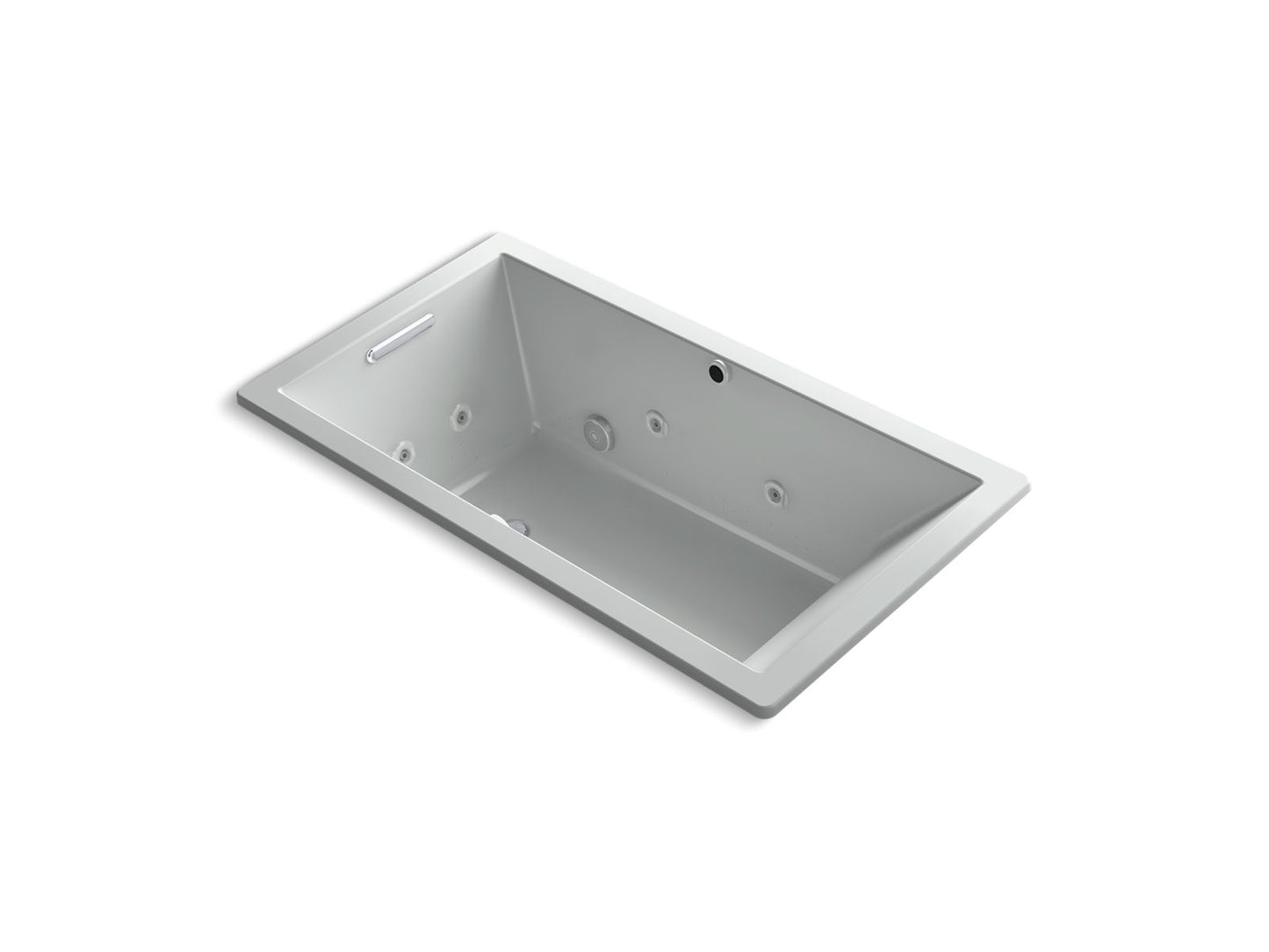 KOHLER Underscore 66" x 36" drop-in Heated BubbleMassage air bath with whirlpool - Ice Grey, K-1173-XHGH-95